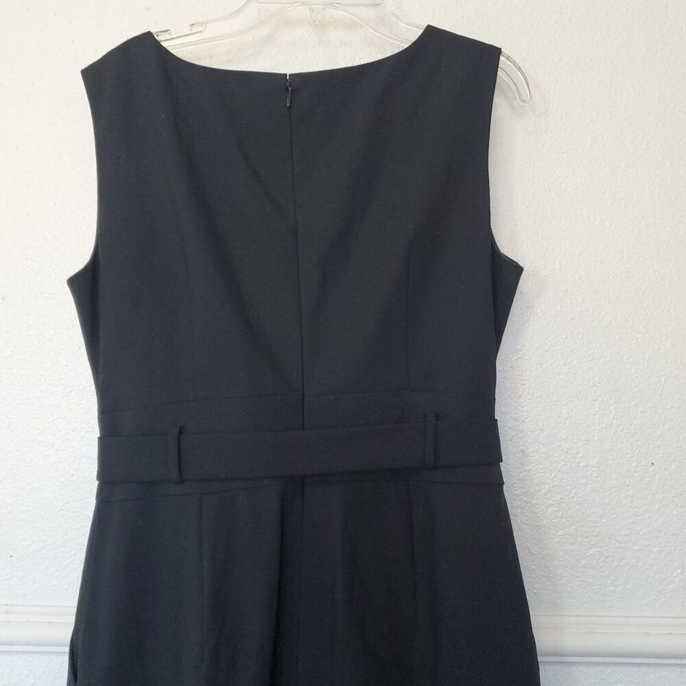 Banana‎ Republic Sz 6P Black Lined & Belted Sleeveless Sheath Dress with Pockets - Picture 11 of 16